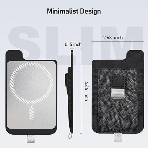 Magnetic Wallet Compatible with MagSafe iPhone 16 15 14 13 12 Pro Max Plus Black - Picture 6 of 6